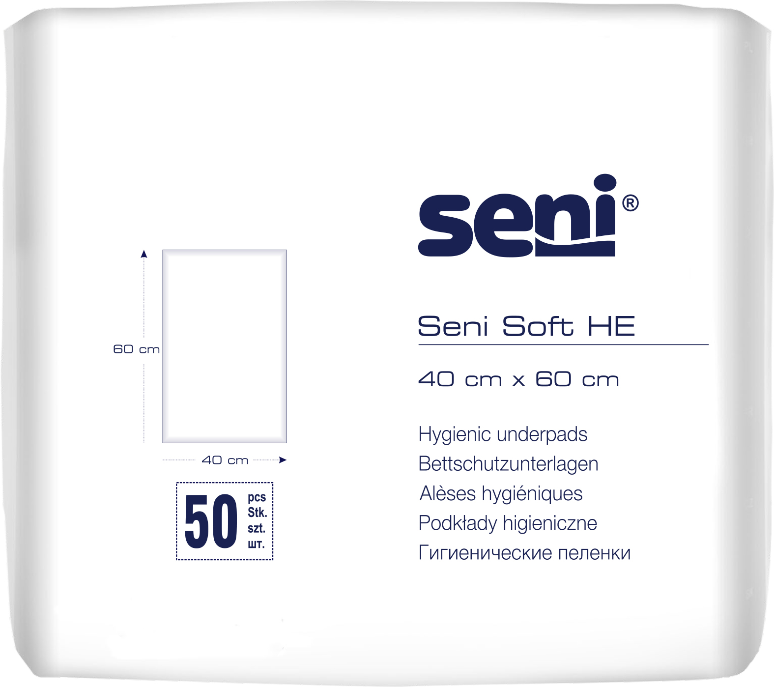 Пелюшки гігієнічні SENI SOFT HE, 40x60 см.(50шт)